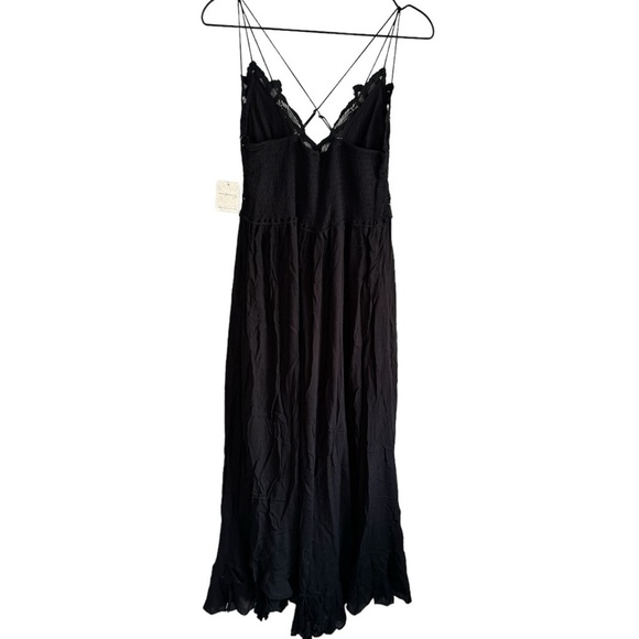Free People Adella Maxi Slip Dress Black Large - Picture 5 of 8